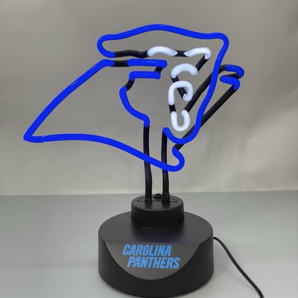 NFL Carolina Panthers Neon Light Lamp Sign Man Cave Blue Logo 11 Inch Tested - Picture 1 of 9